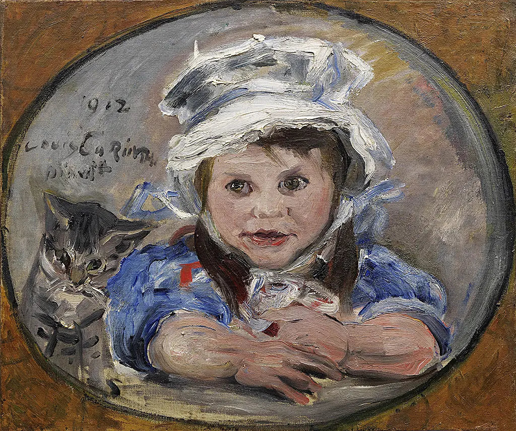 Tochter Wilhelmine mit Katze Mizelonde (1912)