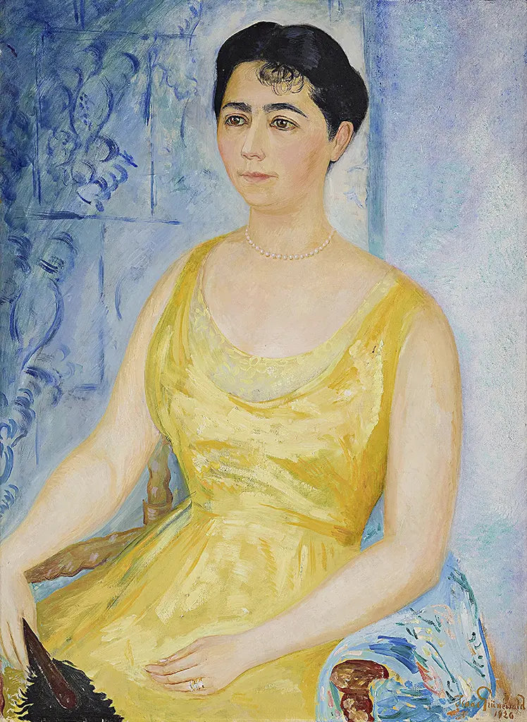 Porträt einer Frau in gelbem Kleid, Herta Lublin (1920)