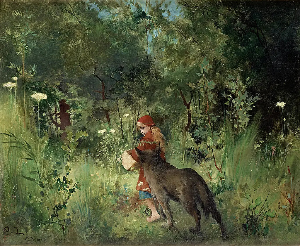 Rotkäppchen und der Wolf im Wald (1881)