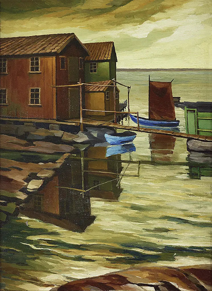 Hamn med blå båtar (1931)