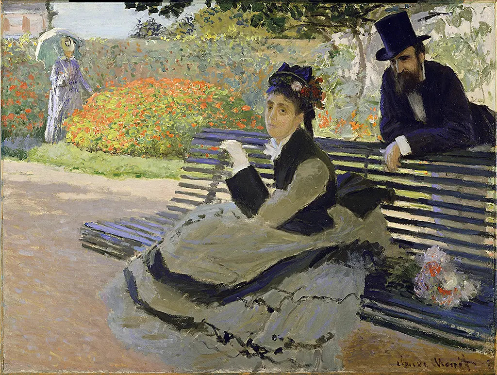 Camille Monet auf einer Gartenbank (1873)