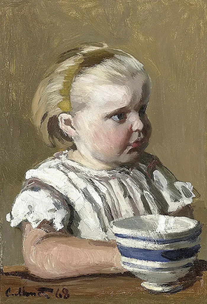 Kind mit Tasse Porträt von Jean Monet (1868)