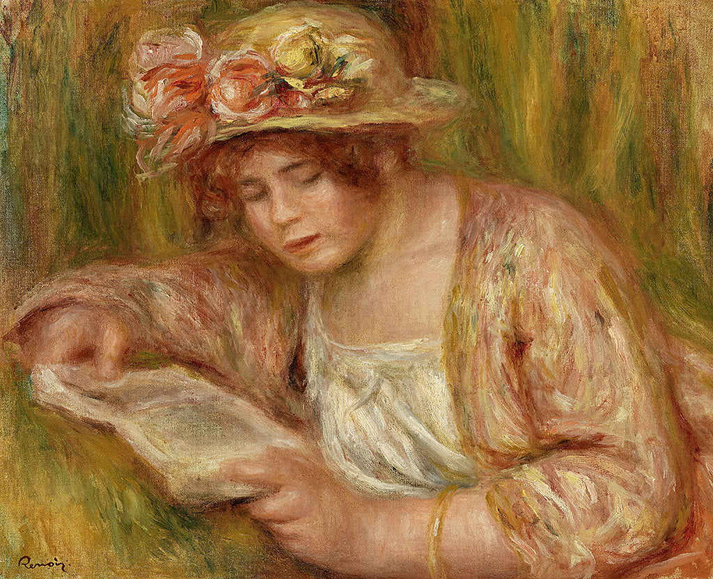 Andrée in a hat reading (1918)