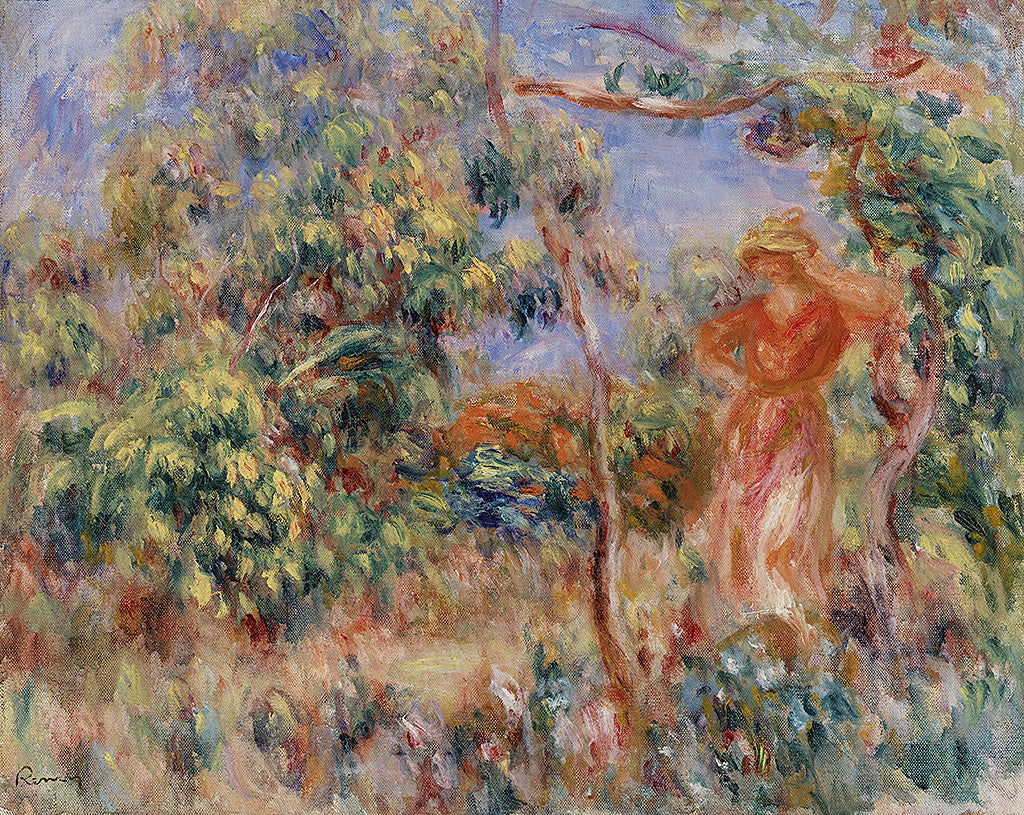 Woman in red in a landscape - Femme en rouge dans un paysage (1917)