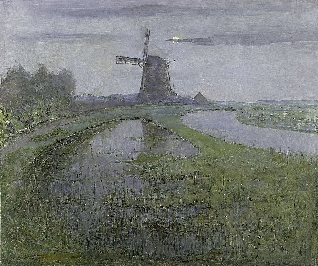 Oostzijder Mühle am Fluss Gein bei Mondschein (1903)